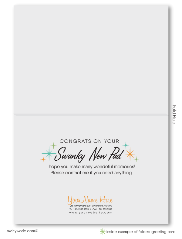 Retro Mid-Century Modern House Design Thank You Note Cards for Realtors, Architects, Designers.