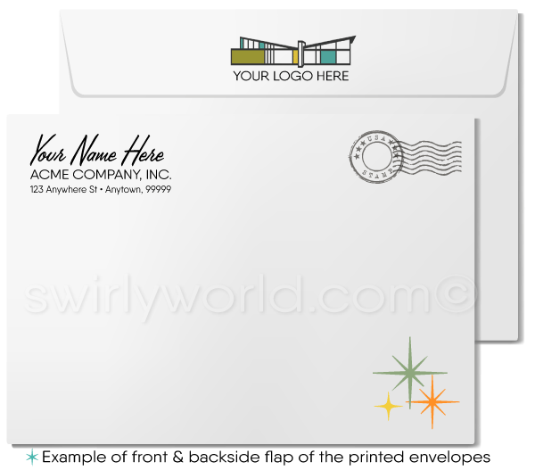 Retro Mid-Century Modern Home Thank You Note Cards For Realtors