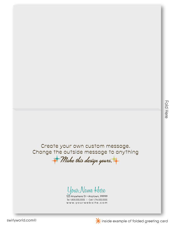 Atomic Retro Mid Century Modern Thank You Note Cards Printed