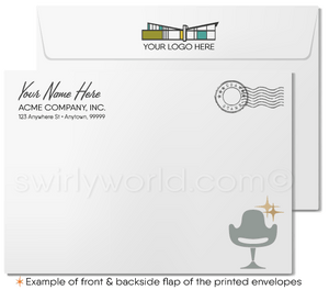 Retro Mid-Century Modern Home Interior Thank You Note Cards