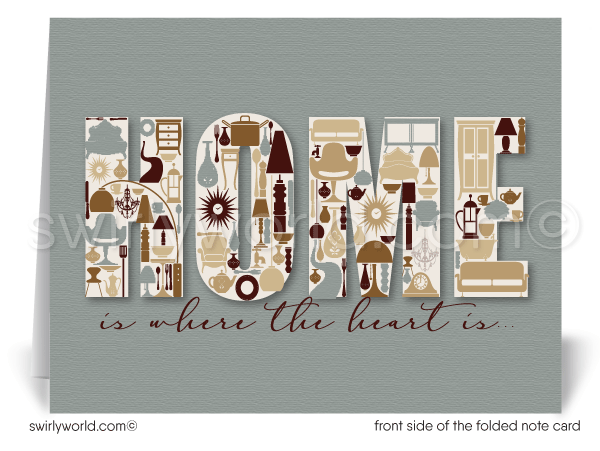 Retro Mid-Century Modern Home Interior Thank You Note Cards - swirly ...