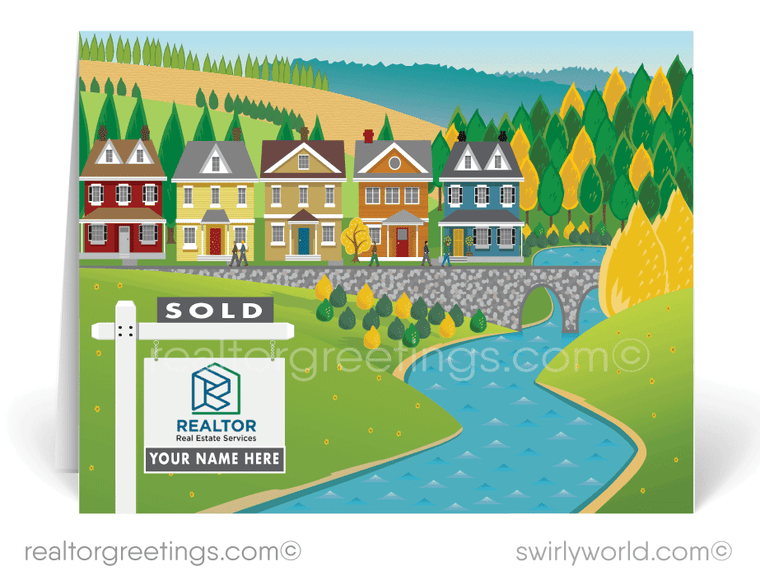 Suburban House Neighborhood Note Cards for Realtors to Prospect New Clients