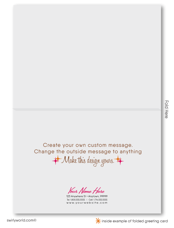 Retro mid-century modern pattern design for thank you note cards that are printed and shipped.