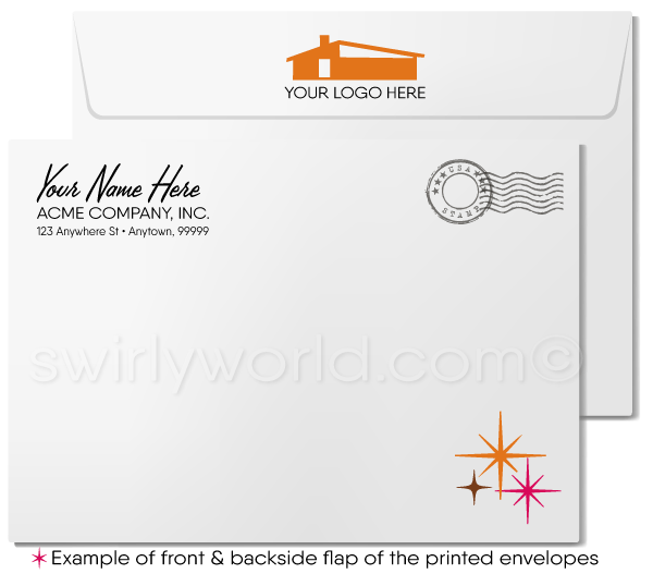 Retro Atomic Mid-Century Modern Design Thank You Note Cards