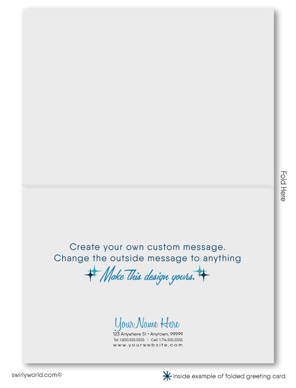 Blue Retro atomic mid-century modern Eames design pattern for printed thank you note cards.