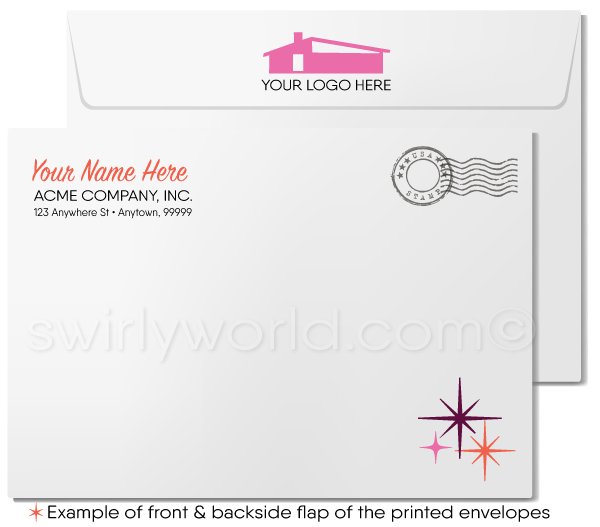 1960's Retro Mid-Century Atomic Modern Design Pattern Thank You Note Cards