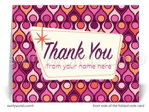 Pink and Orange Retro atomic mid-century modern Eames design pattern for printed thank you note cards.