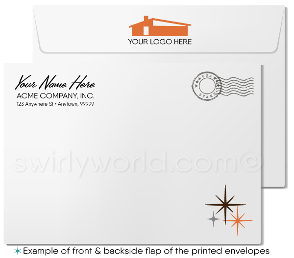 1960's Atomic Retro Mid-Century Mod Design Thank You Pattern Note Cards