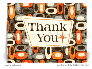 Retro Atomic Mid-Century Modern Pattern Thank You Note Cards for Architects, Realtors, Designers.