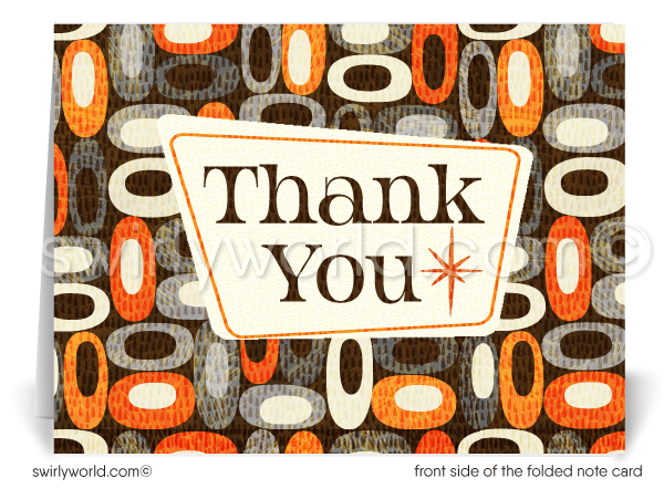 Retro Atomic Mid-Century Modern Pattern Thank You Note Cards for Architects, Realtors, Designers.
