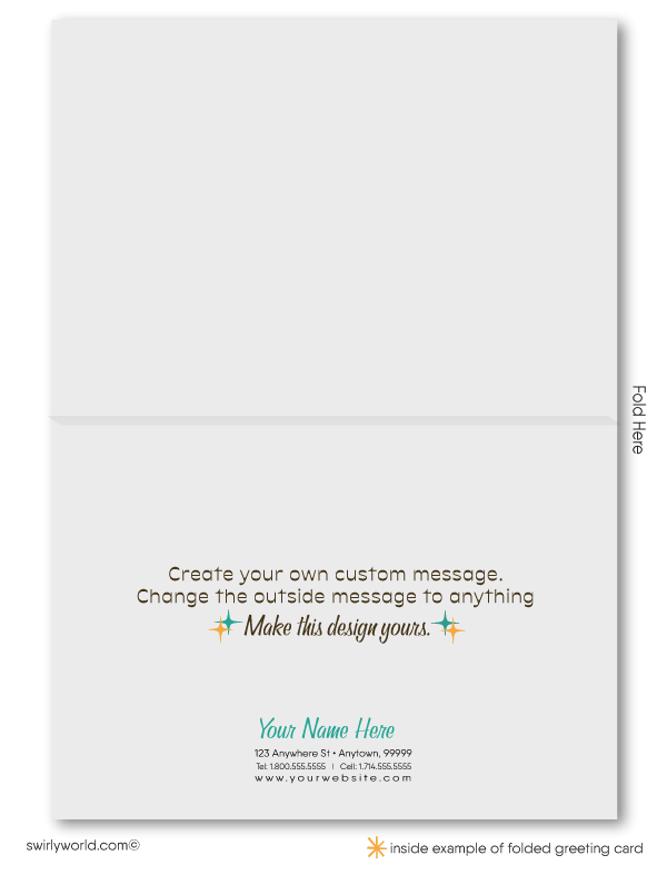 Retro atomic mid-century modern surf tiki design pattern for printed thank you note cards.