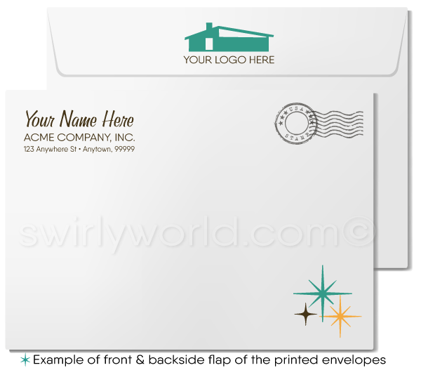 Tiki Atomic Retro Mod Mid-Century Design Pattern Thank You Note Cards