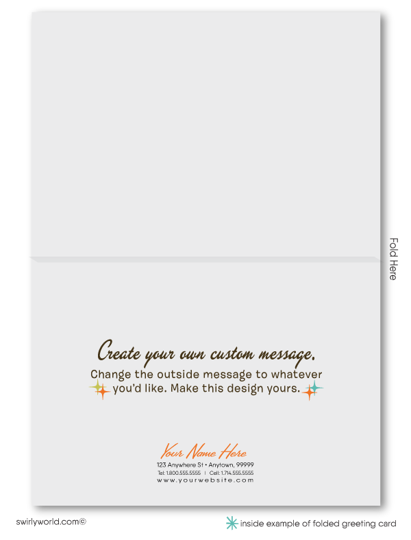 Retro Mid-Century Modern 1960s Atomic Pattern Thank You Note Cards
