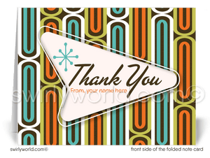Retro Atomic 1960s Mid-Century Modern Design Thank You Note Cards for Realtors, Architects, Designers.