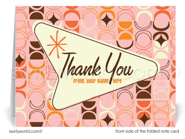 Retro Atomic Mid-Century Modern Design Thank You Note Cards for Realtors, Architects, Designers.