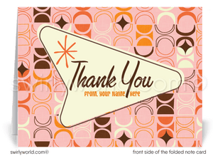 Retro Atomic Mid-Century Modern Design Thank You Note Cards for Realtors, Architects, Designers.