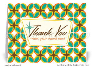 Retro Atomic 1960s Mid-Century Modern Design Thank You Note Cards for Realtors, Architects, Designers.