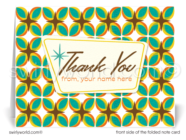 Retro Atomic 1960s Mid-Century Modern Design Thank You Note Cards for Realtors, Architects, Designers.