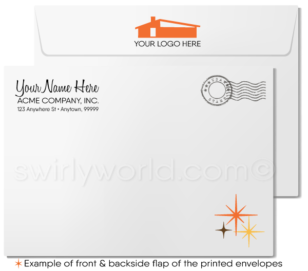 Retro Atomic Mid-Century Modern Design Thank You Note Cards