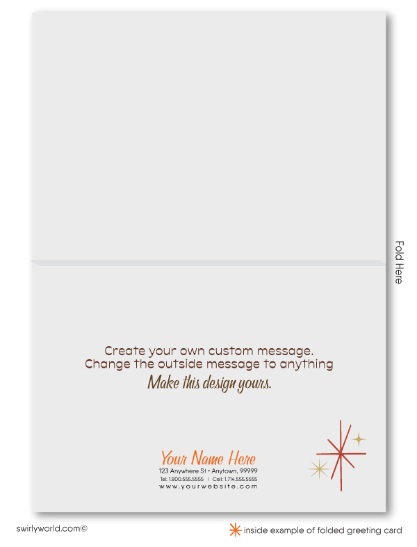 1960's Atomic Retro Modern Mid-Century Starburst Design Thank You Note Cards.