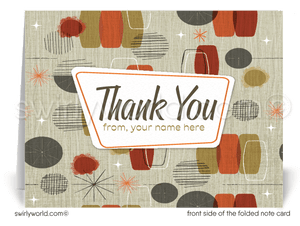 1960's Atomic Retro Modern Mid-Century Starburst Design Thank You Note Cards.