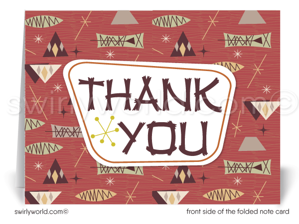 Retro Atomic Modern Mid-Century Style Thank You Note Cards