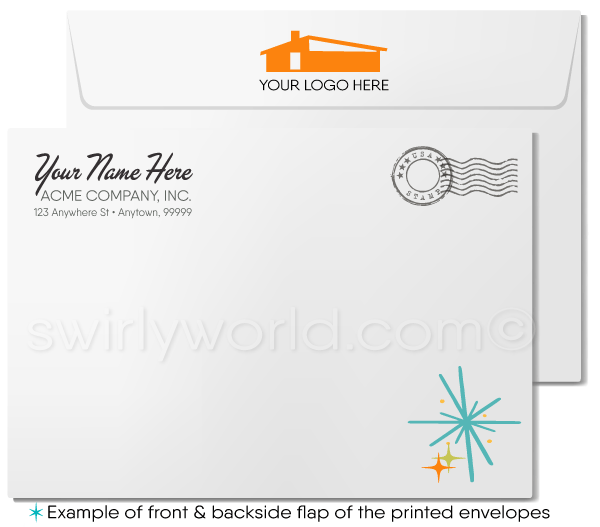 Starburst Atomic Retro Modern Mid-Century Pattern Note Card Design