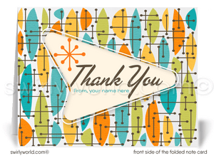 Retro Atomic Mid-Century Modern Design Thank You Note Cards for Realtors, Architects, Designers.
