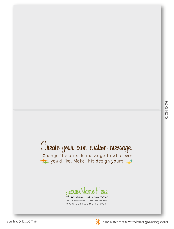 Orange retro Atomic Mid-Century Modern Design Thank You Note Cards for Realtors, Architects, Designers.