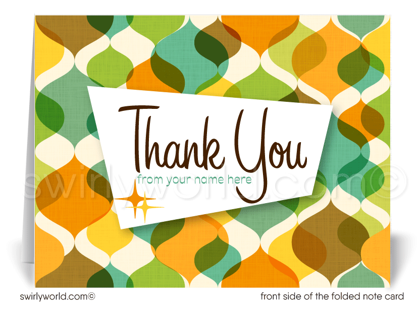 Orange retro Atomic Mid-Century Modern Design Thank You Note Cards for Realtors, Architects, Designers.