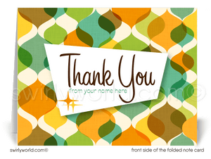 Orange retro Atomic Mid-Century Modern Design Thank You Note Cards for Realtors, Architects, Designers.