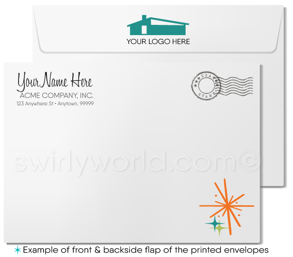 Atomic Retro Mid-Century Modern Design Pattern Thank You Note Cards