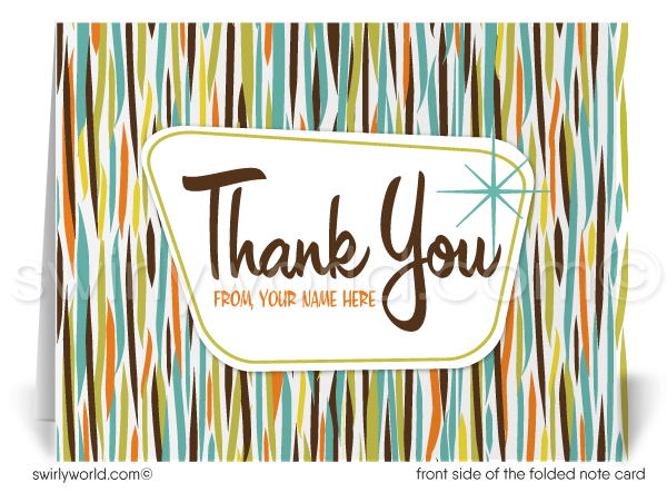 Retro Atomic Mid-Century Modern Design Thank You Note Cards for Realtors, Architects, Designers