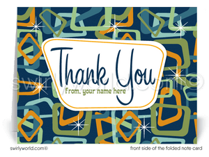 Atomic Mod Mid-Century Modern Starburst Pattern Thank You Note Cards.