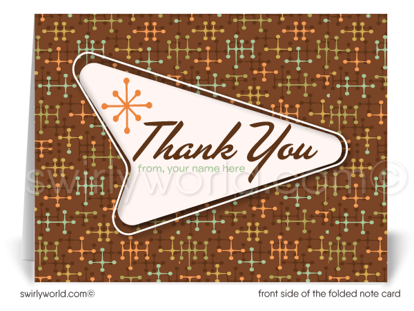 Eames Retro Atomic 1960s Mid-Century Modern Design Thank You Note Cards for Realtors, Architects, Designers.