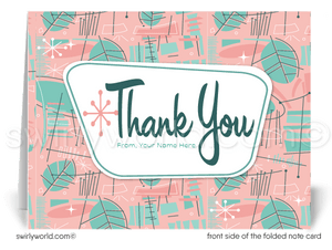 Retro Atomic Mid-Century Modern Design Thank You Note Cards for Realtors, Architects, Designers.