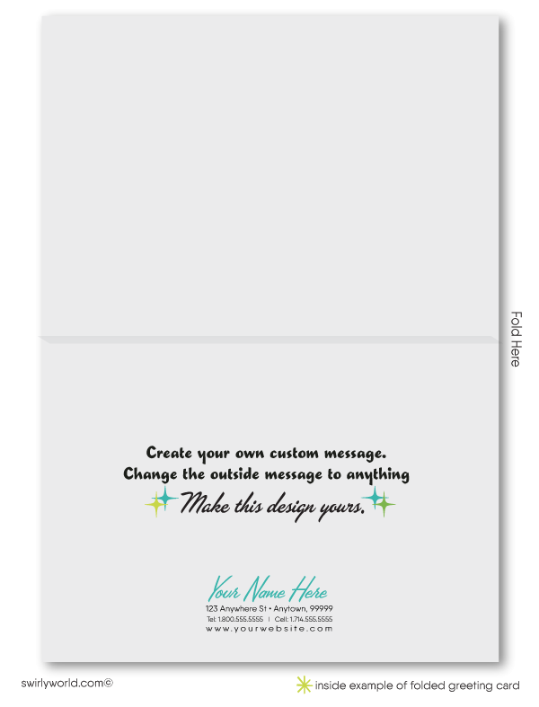 Atomic Mod Mid-Century Modern Starburst Tiki Surf Pattern Thank You Note Cards.