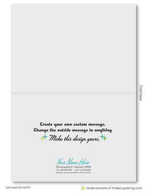 Green Retro Mid-Century Modern Atomic Tiki Surf Pattern Thank You Note Cards