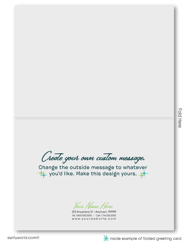 Retro Atomic Eames 1960s Mid-Century Modern Design Thank You Note Cards for Realtors, Architects, Designers.