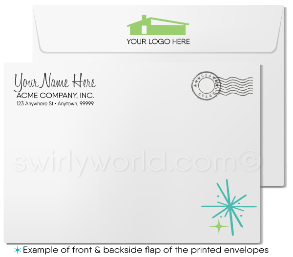 1960s Mod Retro Atomic Mid-Century Modern Pattern Thank You Note Cards