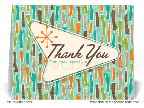 Retro Atomic Mid-Century Modern Design Thank You Note Cards for Realtors, Architects, Designers.
