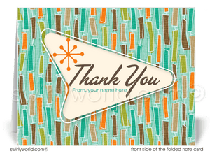 Retro Atomic Mid-Century Modern Design Thank You Note Cards for Realtors, Architects, Designers.