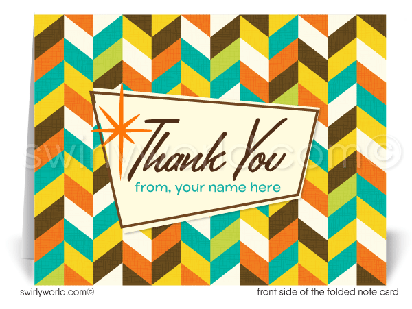 Retro Atomic Mid-Century Modern Design Thank You Note Cards for Realtors, Architects, Designers.