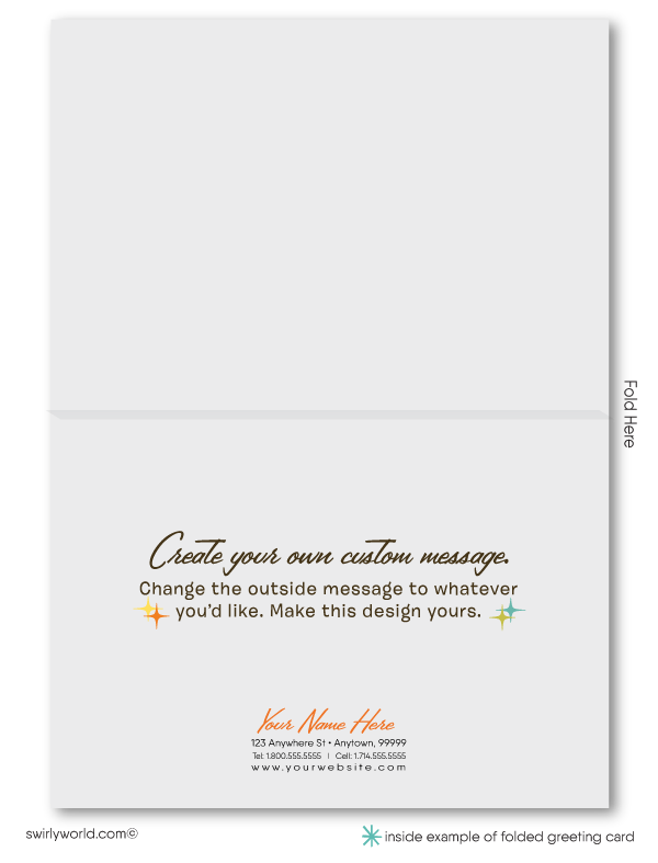 Retro Atomic Eames 1960s Mid-Century Modern Design Thank You Note Cards for Realtors, Architects, Designers.