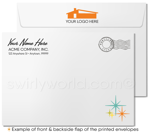 Atomic Retro Modern Mid-Century Pattern Thank You Note Card Design