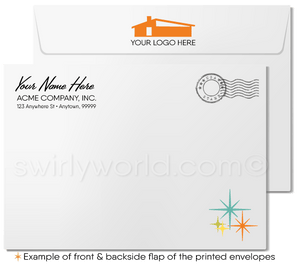 Atomic Retro Modern Mid-Century Pattern Thank You Note Card Design