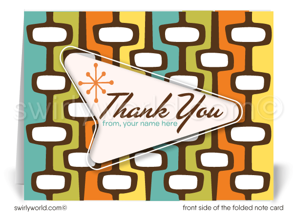Retro Atomic Eames 1960s Mid-Century Modern Design Thank You Note Cards for Realtors, Architects, Designers.