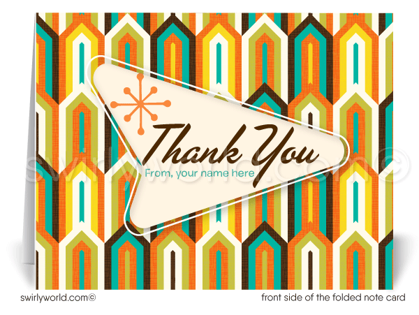Retro Atomic Mid-Century Modern Design Thank You Note Cards for Realtors, Architects, Designers.