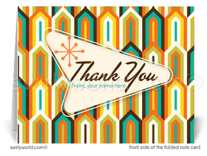 Retro Atomic Mid-Century Modern Design Thank You Note Cards for Realtors, Architects, Designers.