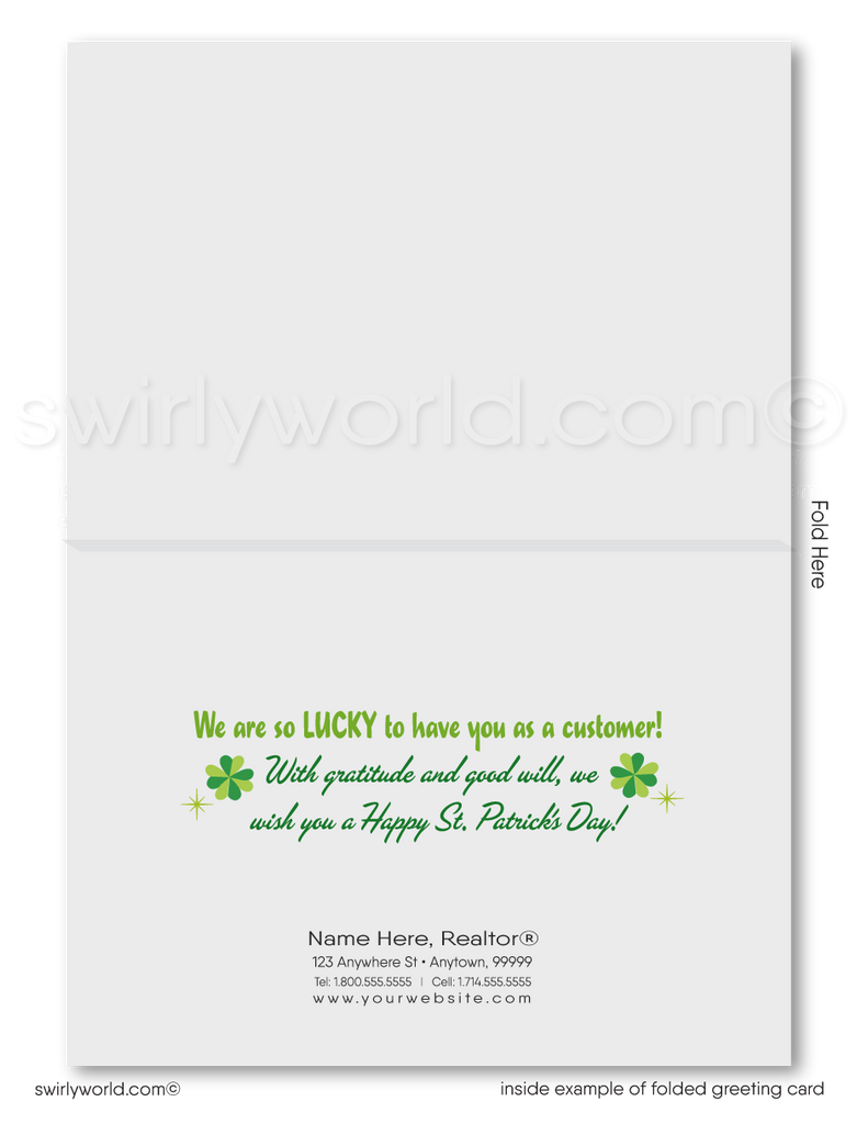 Retro Mid-Century Mod Style Green Shamrocks Happy St. Patrick's Day Cards for Business